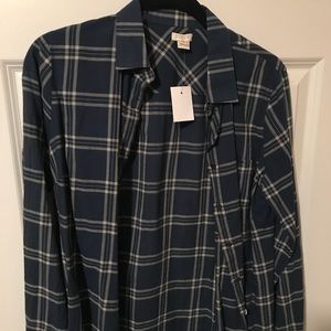 Navy Plaid Button Down
